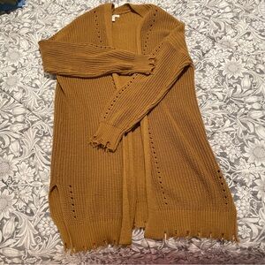 Olive Green Women's Distressed Knitted Cardigan